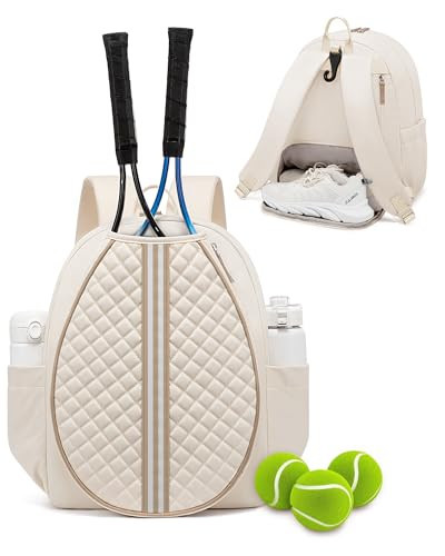 Sucipi Professional Tennis Bag with Shoes Compartment, Stylish Quilted Tennis Backpack, Water Resistant Tennis Racket Bag for Women Men, Suitable for Tennis, Pickleball and Badminton | Amazon (US)