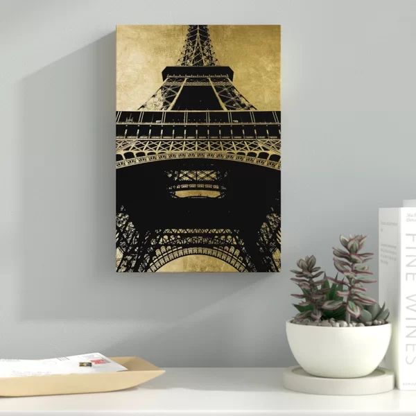 Eiffel Tower Gold Sky - Graphic Art on Canvas | Wayfair North America