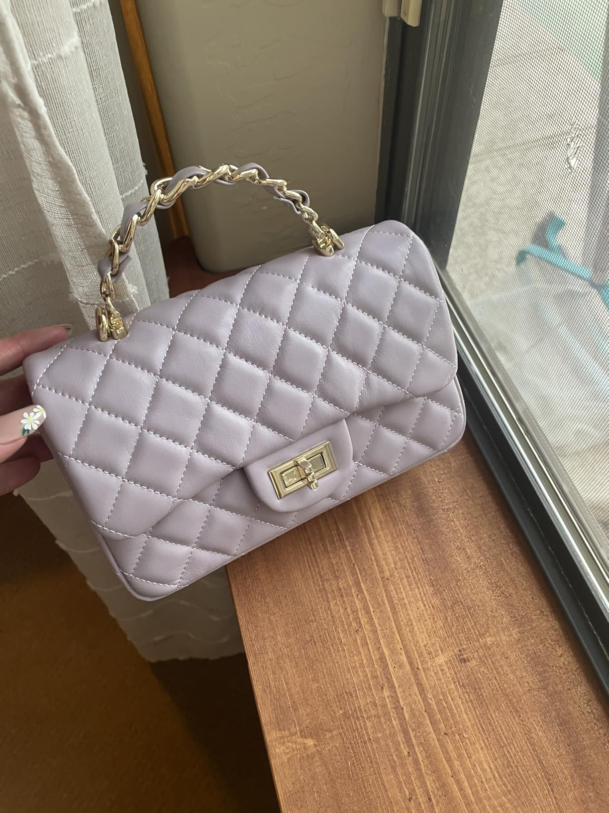Small Quilted Crossbody Bags for Women,Leather Shoulder Bag with Gold Chain Strap,Metal Top Handl... | Amazon (US)