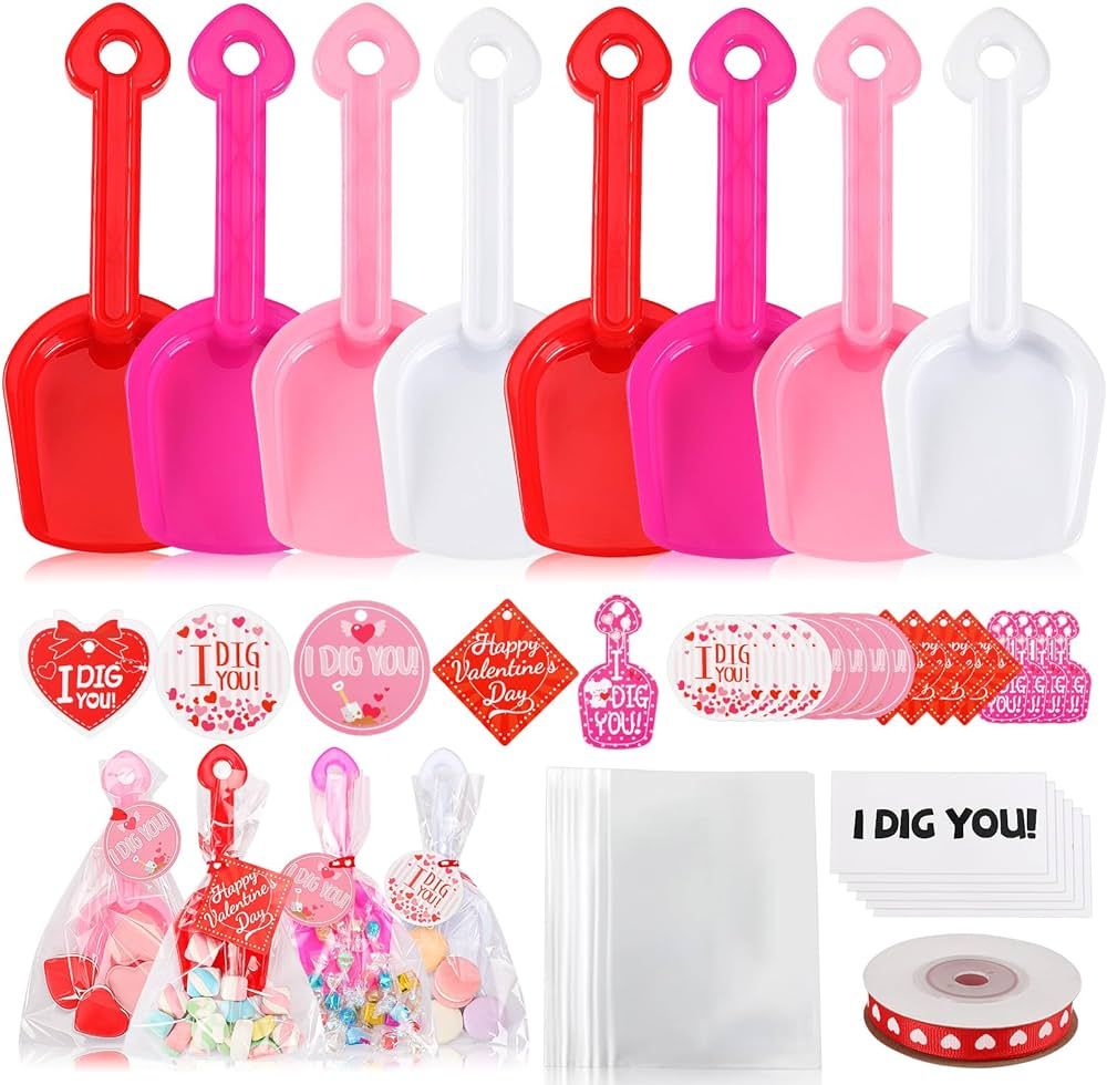 DTOFOOT 108 Pcs Valentine's Day Plastic Shovels for Kids with I DIG You Cards Stickers Valentines... | Amazon (US)