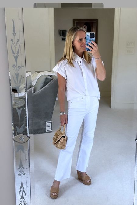 Chic, white top with layer detail on the shoulders
Most flattering white jeans for Summer 
Both fit true to size 
Under $100 


#LTKStyleTip #LTKOver40 #LTKSeasonal