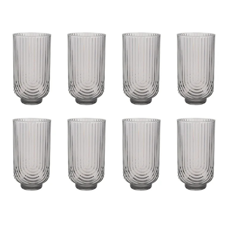 Better Homes & Garden 8-Pack Tritan 21-Ounce Ribbed Arch Tumbler Set, Smoke | Walmart (US)