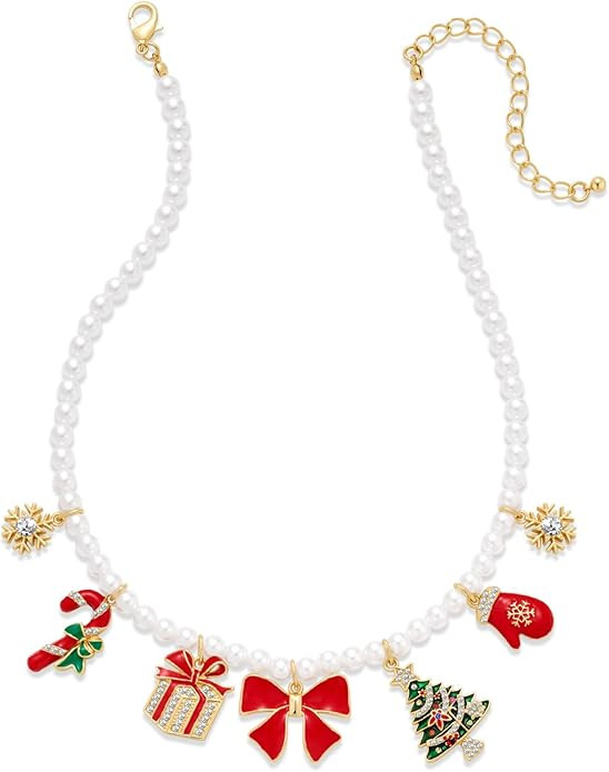 CLASSYZINT Christmas Necklaces for Women Christmas Tree Snowflake Bow Floral Choker Necklace Holi... | Amazon (US)