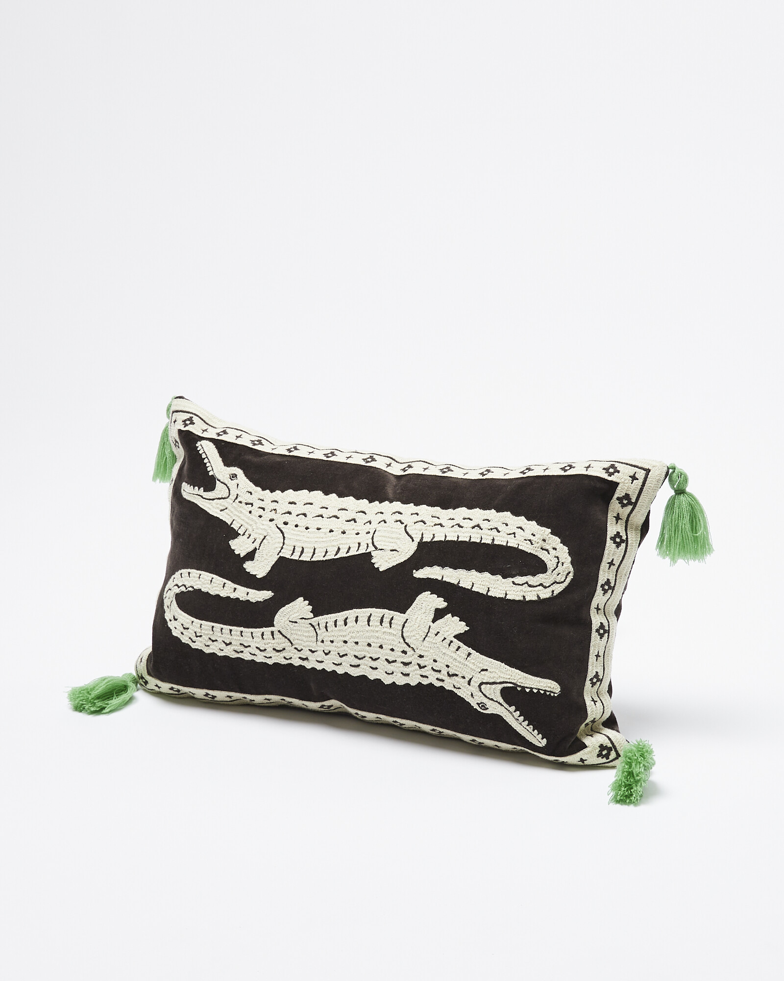 Crocodile Pair Black Velvet Cushion Cover | Oliver Bonas | Oliver Bonas (Global)