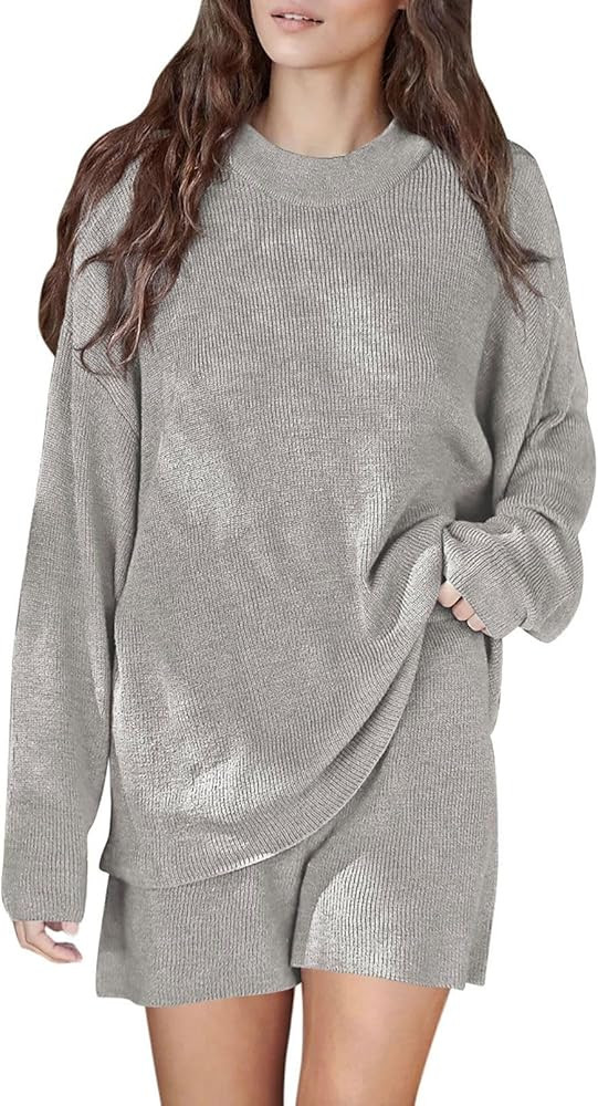Viottiset Women's 2 Piece Loungewear Set Outfits with Shorts Sweater Lounge Set Pajama Set-Womens... | Amazon (US)