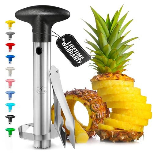 Zulay Kitchen Stainless Steel Pineapple Corer & Slicer – Heavy Duty Pineapple Cutter & Eye Removal Tool – Effortless Core Remover Tool with Sharp Reinforced Blade & Ergonomic Handle - Black | Amazon (US)