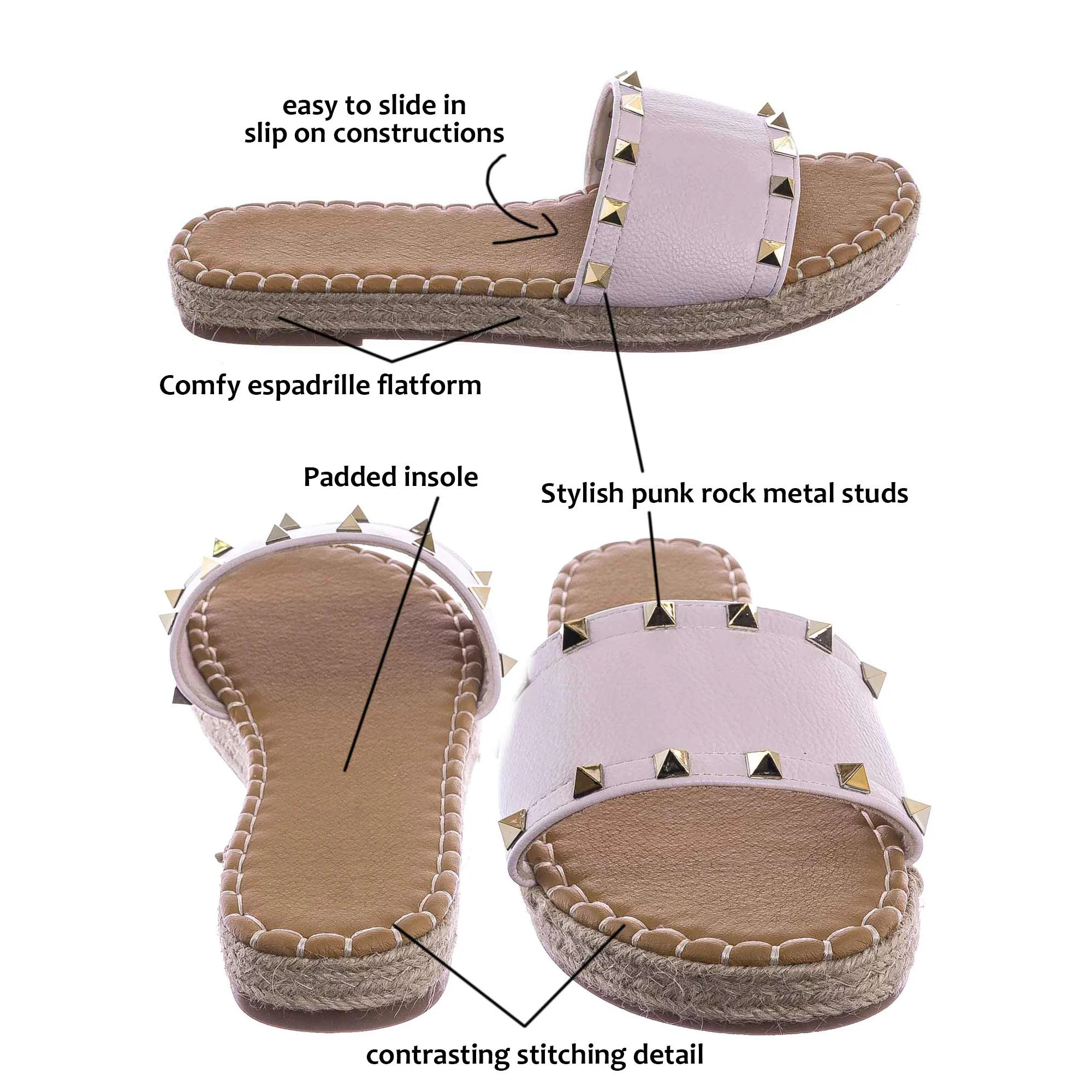 Pyramid Stud Espadrille Slide - Women's Slip On Flatform Sandal | Walmart (US)