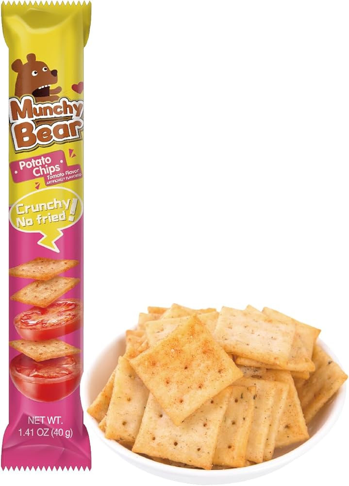 Munchy Bear Baked Savory Crackers – Tomato Flavor 9Packs, Non-Fried Crispy Crackers Halal-Certi... | Amazon (US)
