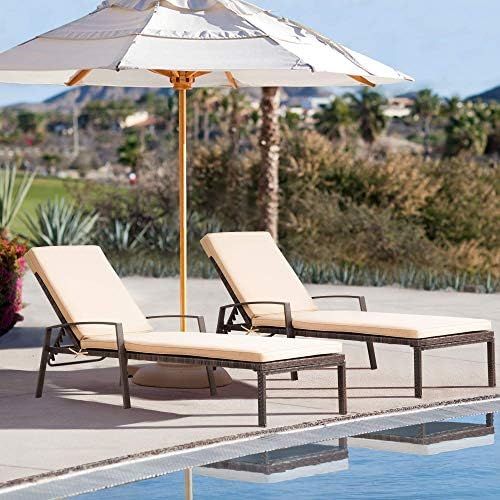Pamapic Patio Lounge Chair Set 2 Pieces, Patio Chaise Lounges with Thickened Cushion, PE Rattan S... | Amazon (US)