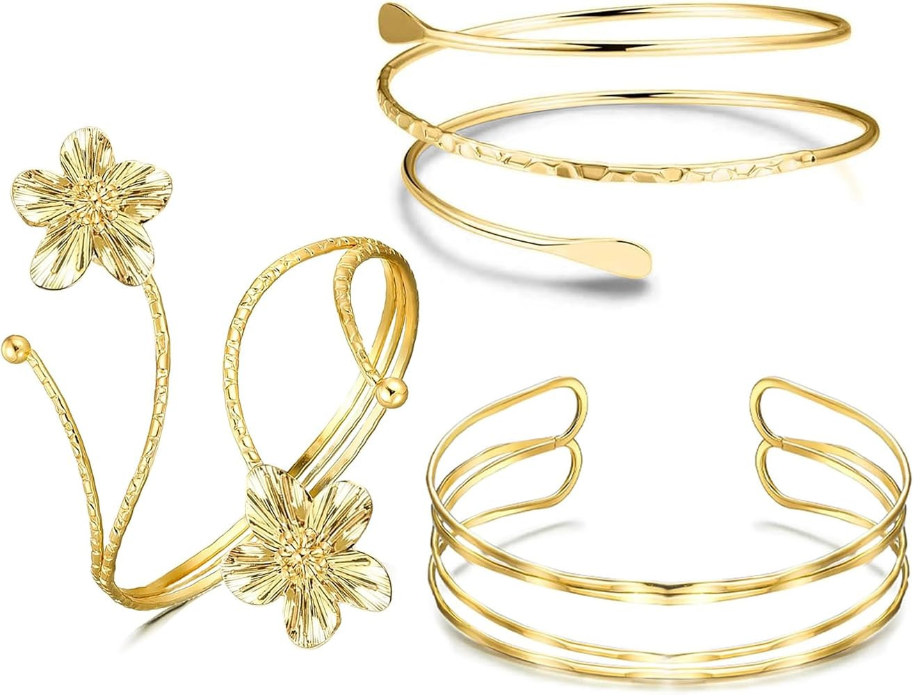 RIOSO Gold Arm Cuff Bracelet for Women Flower Arm Bracelet Upper Arm Cuffs Jewelry Women's Upper ... | Amazon (US)