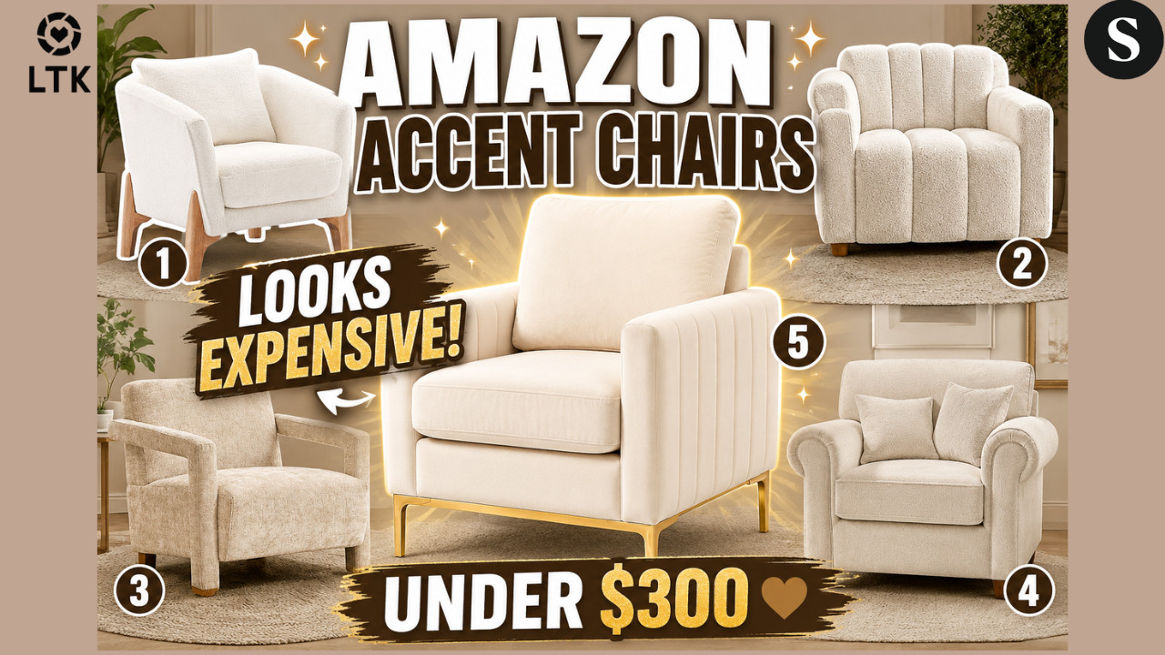 TOP 5 AMAZON ACCENT CHAIRS 🤎 | Designer-Looking Chairs That Look SO Expensive!


Looking for the perfect accent chair for your living room, bedroom, reading nook, or office?
Today I'm sharing five beautiful Amazon accent chairs that bring cozy luxury style without the luxury price tag. From boucle fabrics and sherpa textures to modern chenille upholstery and glam velvet finishes, these chairs can instantly elevate your space.
Whether you're decorating a modern organic home, cozy apartment, or neutral living room, these affordable finds are worth adding to your wishlist.

✨ Which chair is your favorite?

🛍️Amazon Storefront:
https://amzn.to/4otTEc0


🛍️ShopMy:
https://shopmy.us/shop/collections/5850080


🛍️LTK: 



#AmazonHome
#AmazonFinds
#AccentChair
#ReadingNook
#LivingRoomDecor
#BedroomDecor
#CozyHome
#NeutralDecor
#BoucleChair
#SherpaChair
#ModernHome
#InteriorDesign
#FurnitureFinds
#HomeInspo
#HomeDecor


amazon accent chair, amazon furniture finds, boucle accent chair, sherpa accent chair, oversized accent chair, reading nook chair, living room chair, neutral home decor, amazon home decor, cozy living room ideas, bedroom chair, cream accent chair, beige accent chair, modern furniture, home decorating ideas, reading chair, oversized reading chair, boucle furniture, apartment decor, luxury home decor 

 #LTKdayinmylife #LTKOver40 #LTKHome