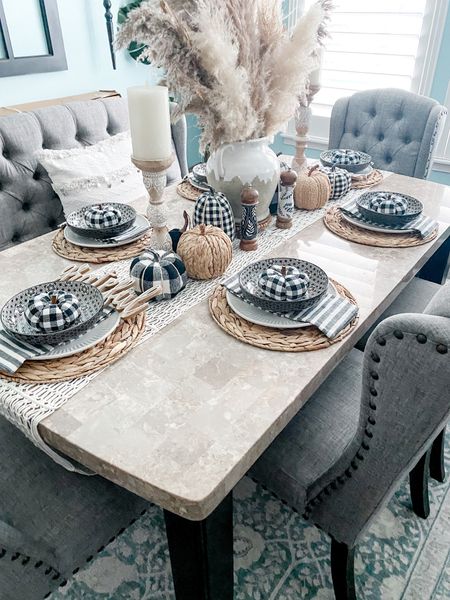 Formal dining room simple neutral with layers and texture dining table setting. Just for those who ask no I don’t leave my table set I leave the center decorated but the tablescape is for dinners, guests or photos to share ideas 
#tablesetting #tablescape #tabledecor #diningroom #textureddecor #bohemiandecor #falldecor #falltable #fallstyle 

#LTKSeasonal #LTKHalloween #LTKhome