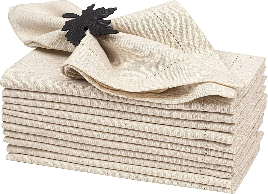 Linen Napkins,Flax Linen Napkins, Hemstitched Linen Napkins,Cloth Napkins,Dinner Napkins Cloth,Cl... | Amazon (US)