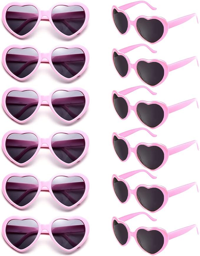 12 Pack Neon Colors Heart Shape Party Favors Sunglasses Unisex Wholesale | Amazon (US)