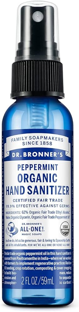Dr. Bronner's - Organic Hand Sanitizer Spray (Peppermint, 2 ounce) - Simple and Effective Formula... | Amazon (US)