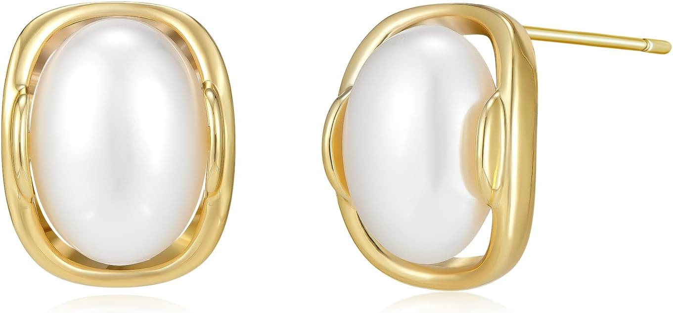 YOQUCOL Natural Stone Trendy Stud Earrings for Women Gold Plated Boho Pierced Statement Earrings Fashion Jewelry | Amazon (US)