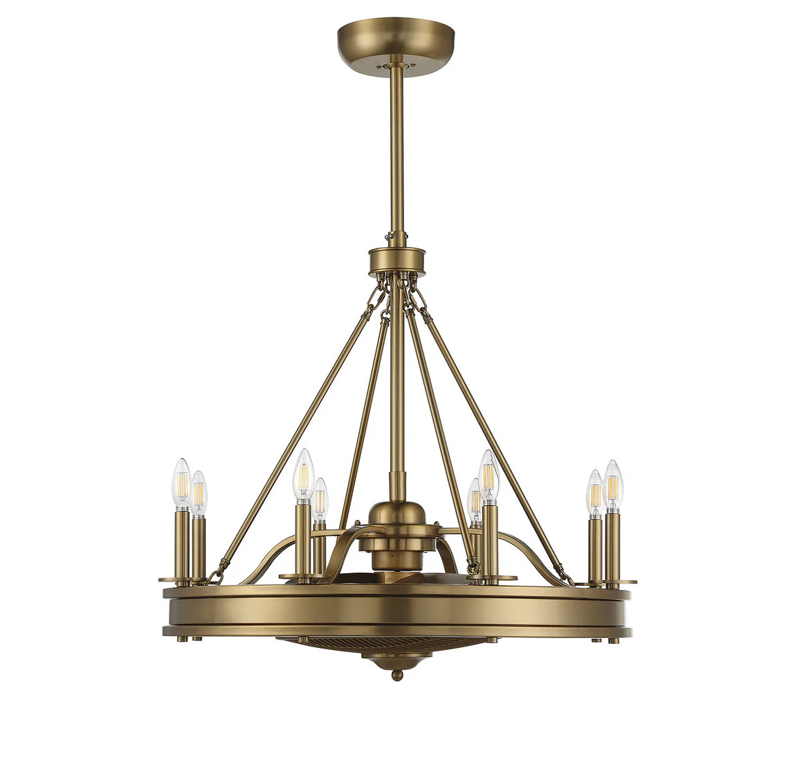 Lyon Eight Light Fan D'lier Warm Brass | Lighting Design