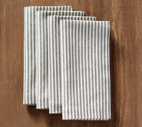Wheaton Stripe Napkin - Charcoal | Pottery Barn (US)