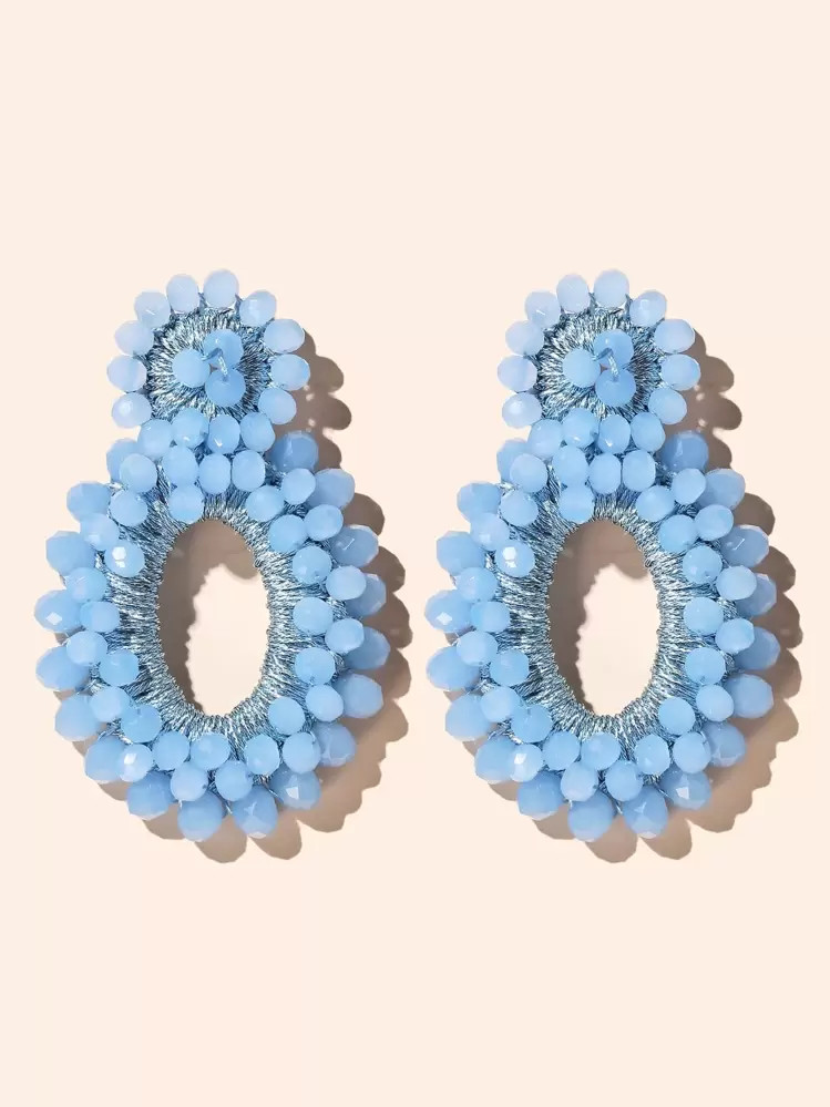Beaded Round Drop Earrings | SHEIN