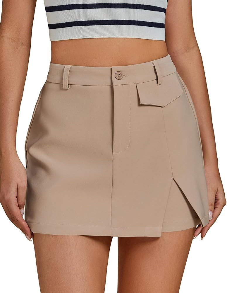 luvamia Skorts for Woman Dressy Casual Summer High Waisted Trendy Pocket Dress Shorts Mini Split ... | Amazon (US)
