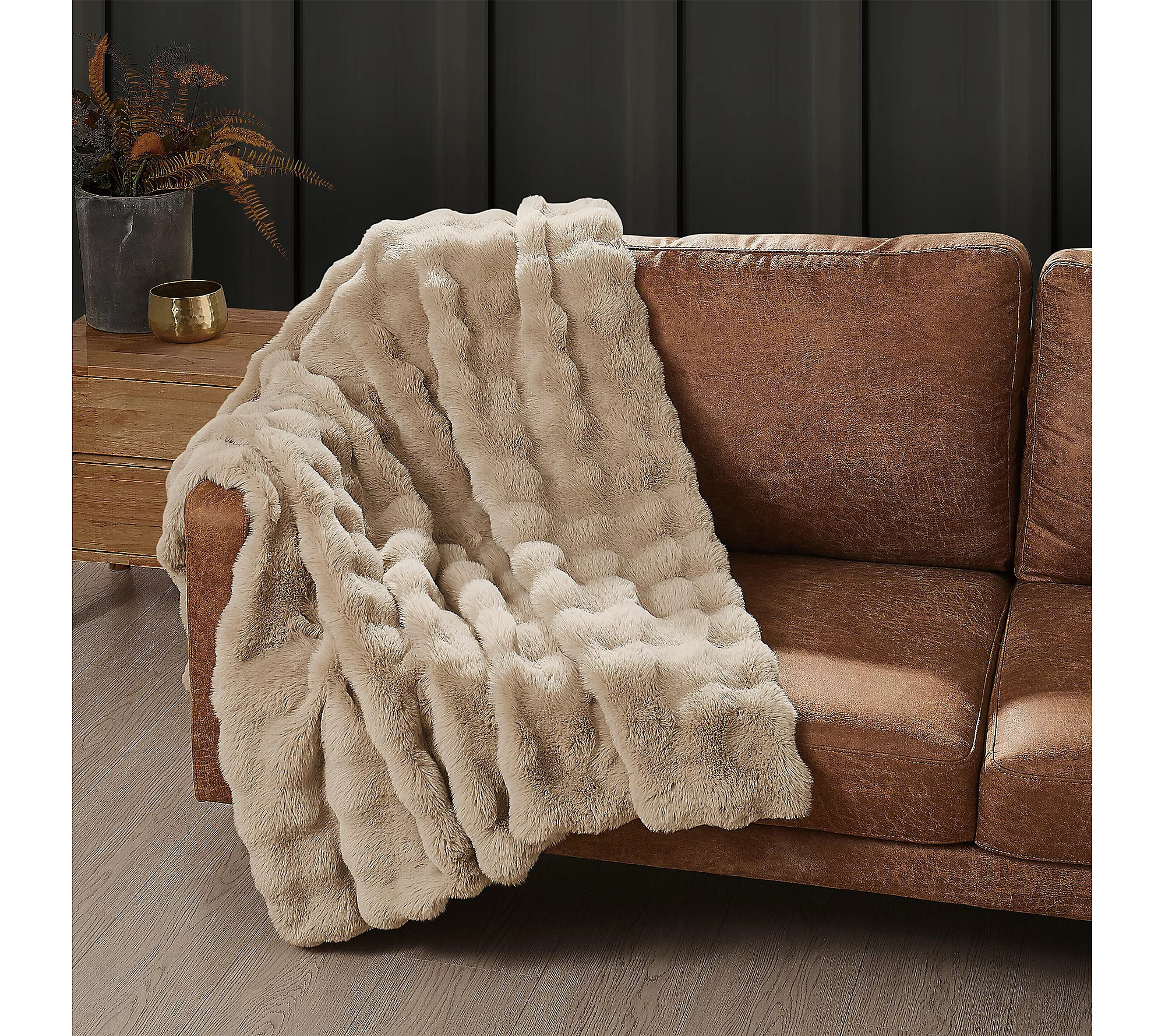 Frye Bubble Rabbit Faux Fur 50x70 Throw | QVC