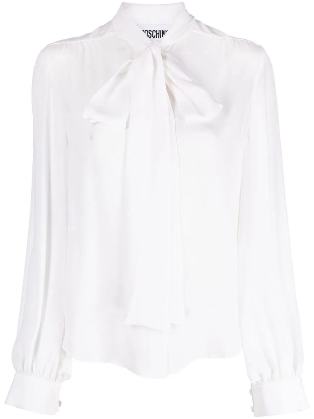 Moschino pussy-bow Collar Silk Blouse | White | FARFETCH | Farfetch Global