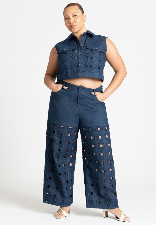 Circular Cutout Denim Pant | Eloquii