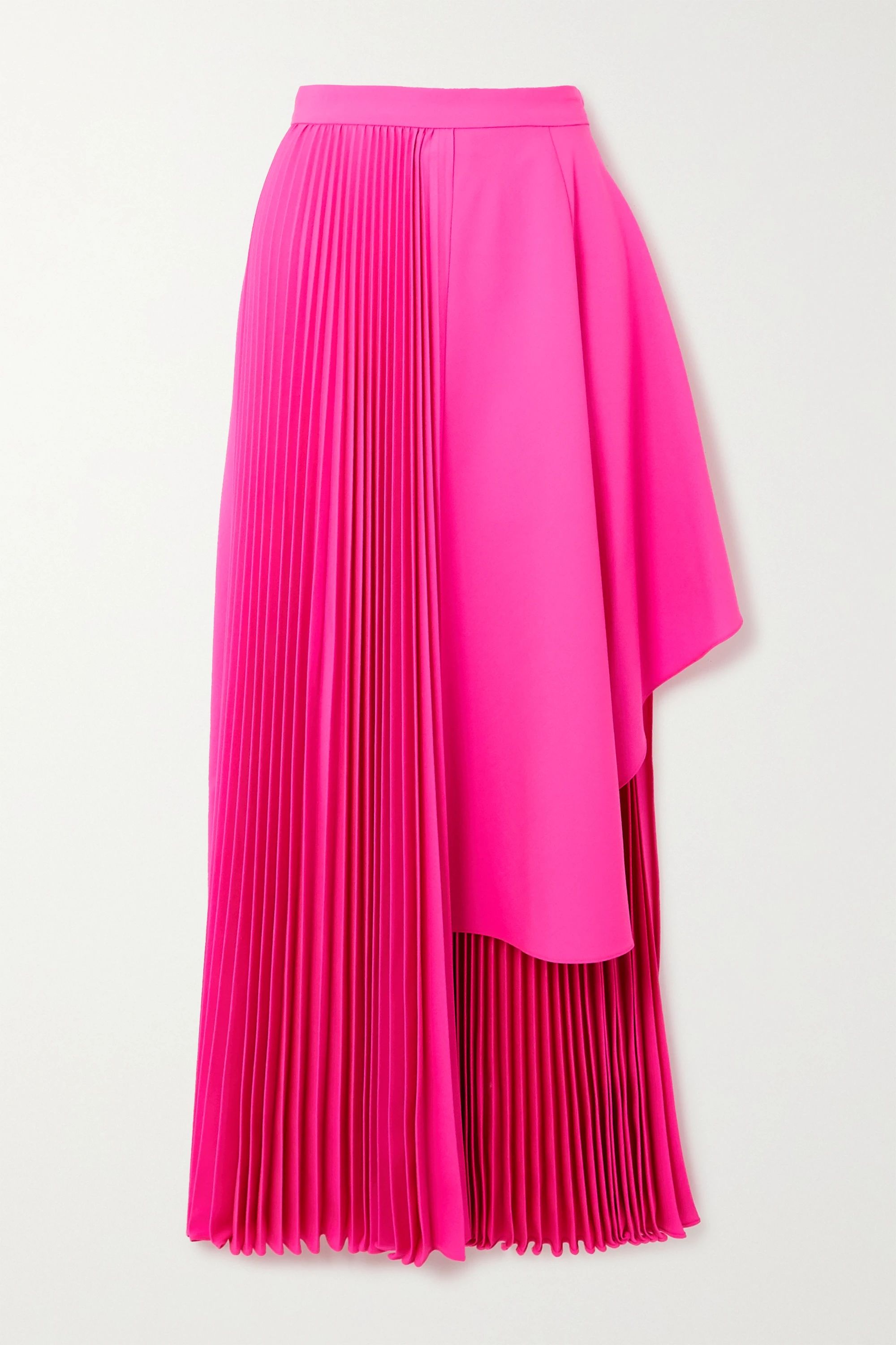 Asymmetric pleated neon wool-blend midi skirt | NET-A-PORTER (US)