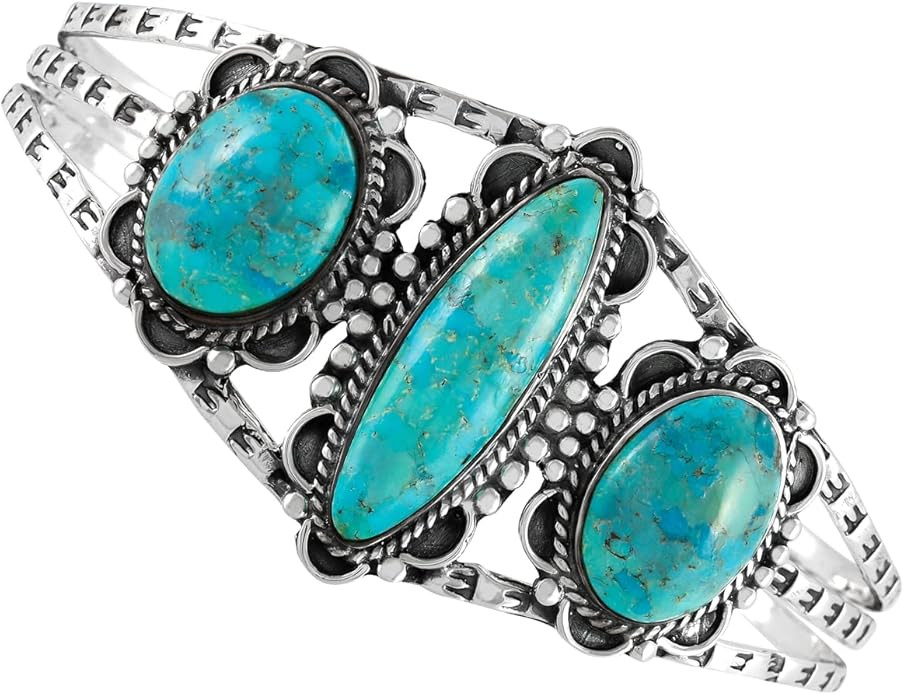 Turquoise Bracelet Sterling Silver 925 Genuine Turquoise Cuff Bracelet | Amazon (US)