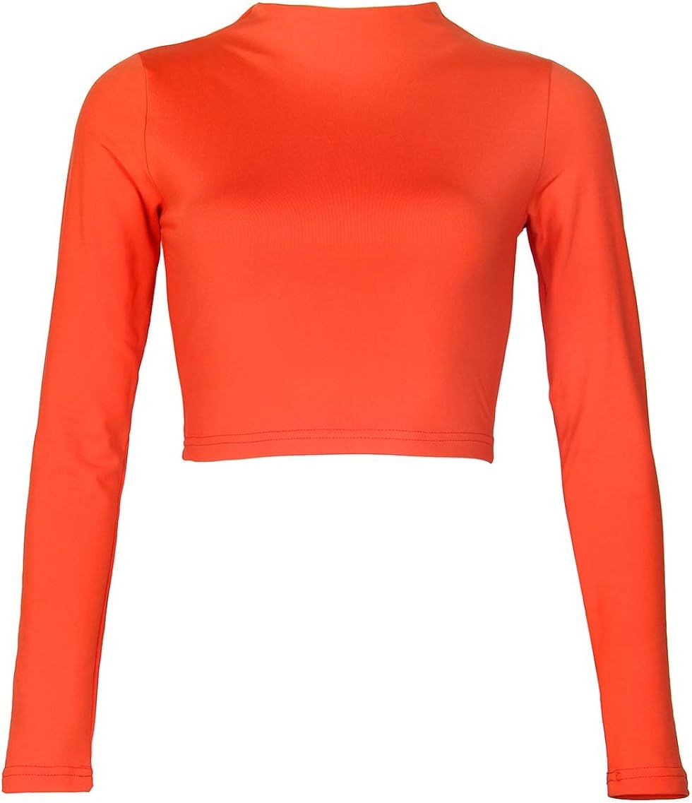 Artfish Women Long Sleeve Stretchy Crop Top Sexy Slim Fitted Fleece Lined Cropped Shirts | Amazon (US)