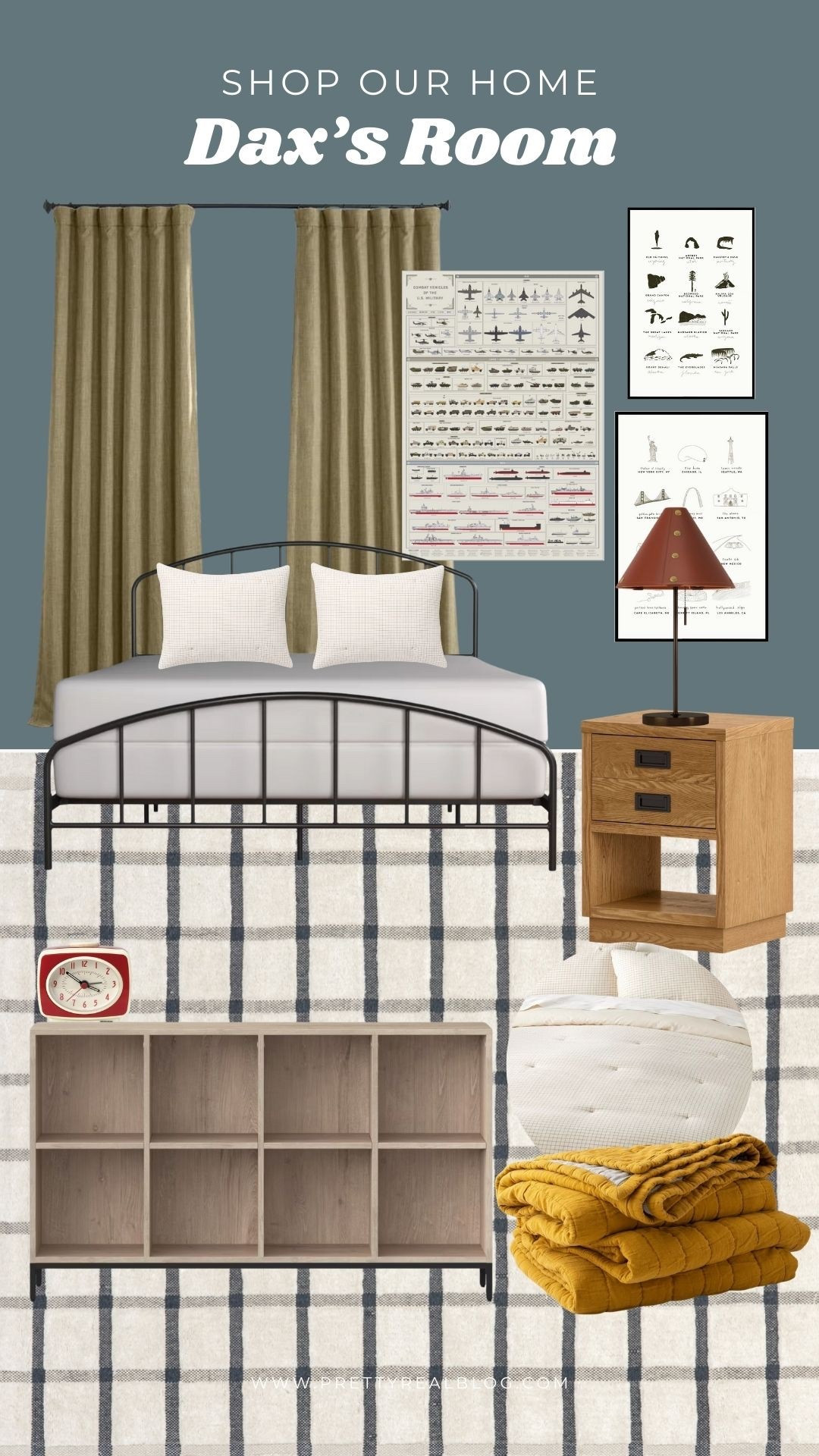Boy room, vintage modern boy room, campaign nightstand, iron bed, room darkening curtains for a boys room  

#LTKKids #LTKmomlife #LTKHome