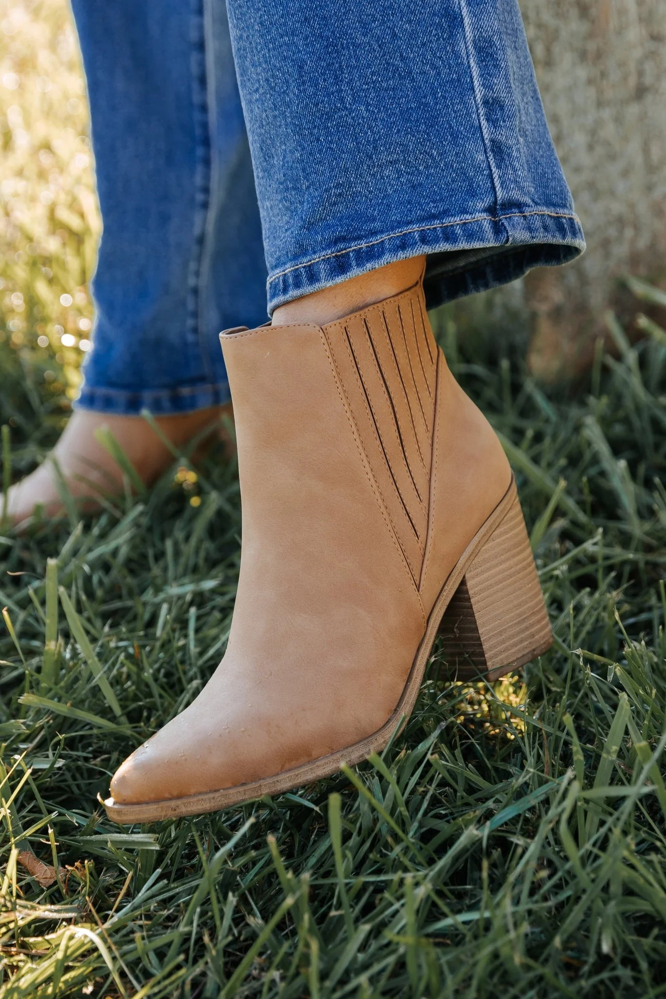 Duvets Stacked Heel Booties - Coffee | Magnolia Boutique