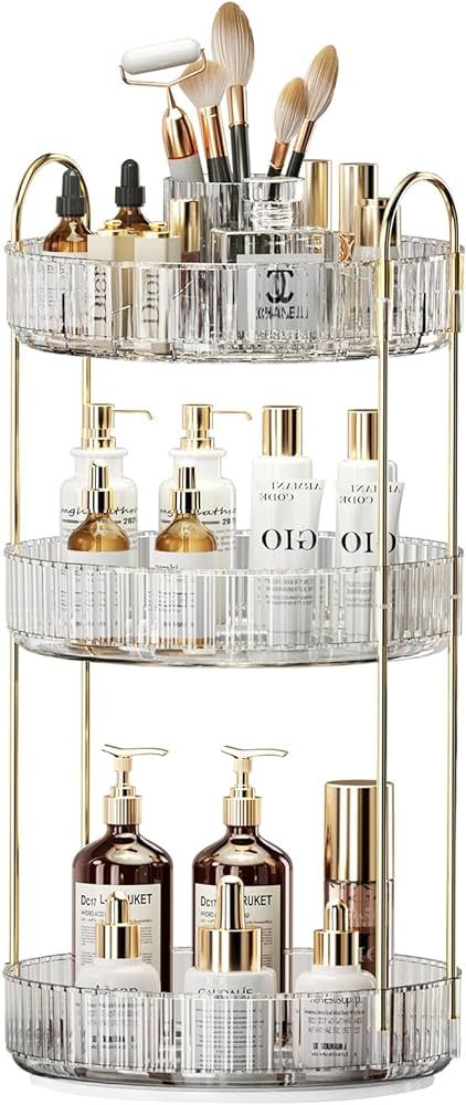 360° Rotating Makeup Organizer, Large-Capacity Skincare Make Up Storage 3 Tier Perfume Organizer... | Amazon (US)