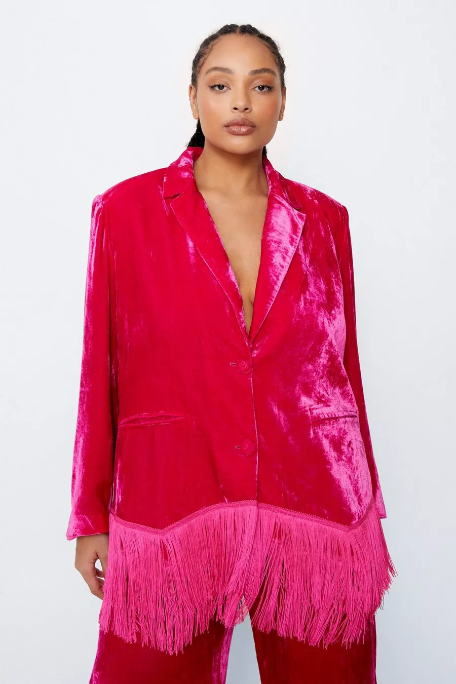 Plus Size Premium Velvet Tassel Blazer | Nasty Gal US