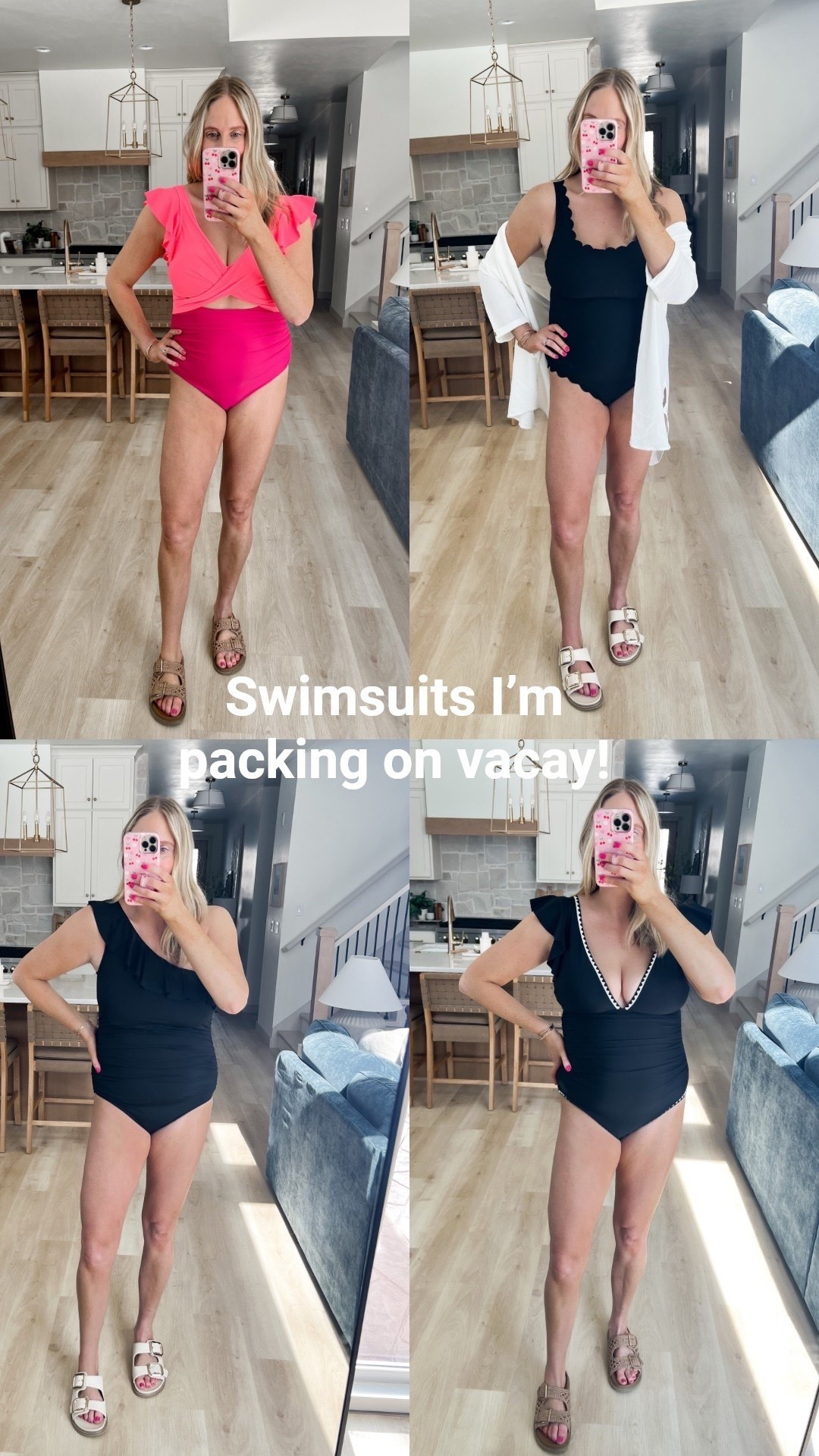 Wearing size large in them all! On the hilor one strap one - size UP 1-2 sizes because it sucks ya in! 

#LTKMidsize #LTKFindsUnder50 #LTKSwim

