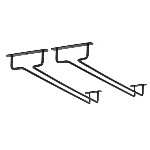 Wallniture Brix Stemware Wine Glass Rack Under Cabinet Storage Metal Glass Hanger (Set of 2) - Bl... | Bed Bath & Beyond