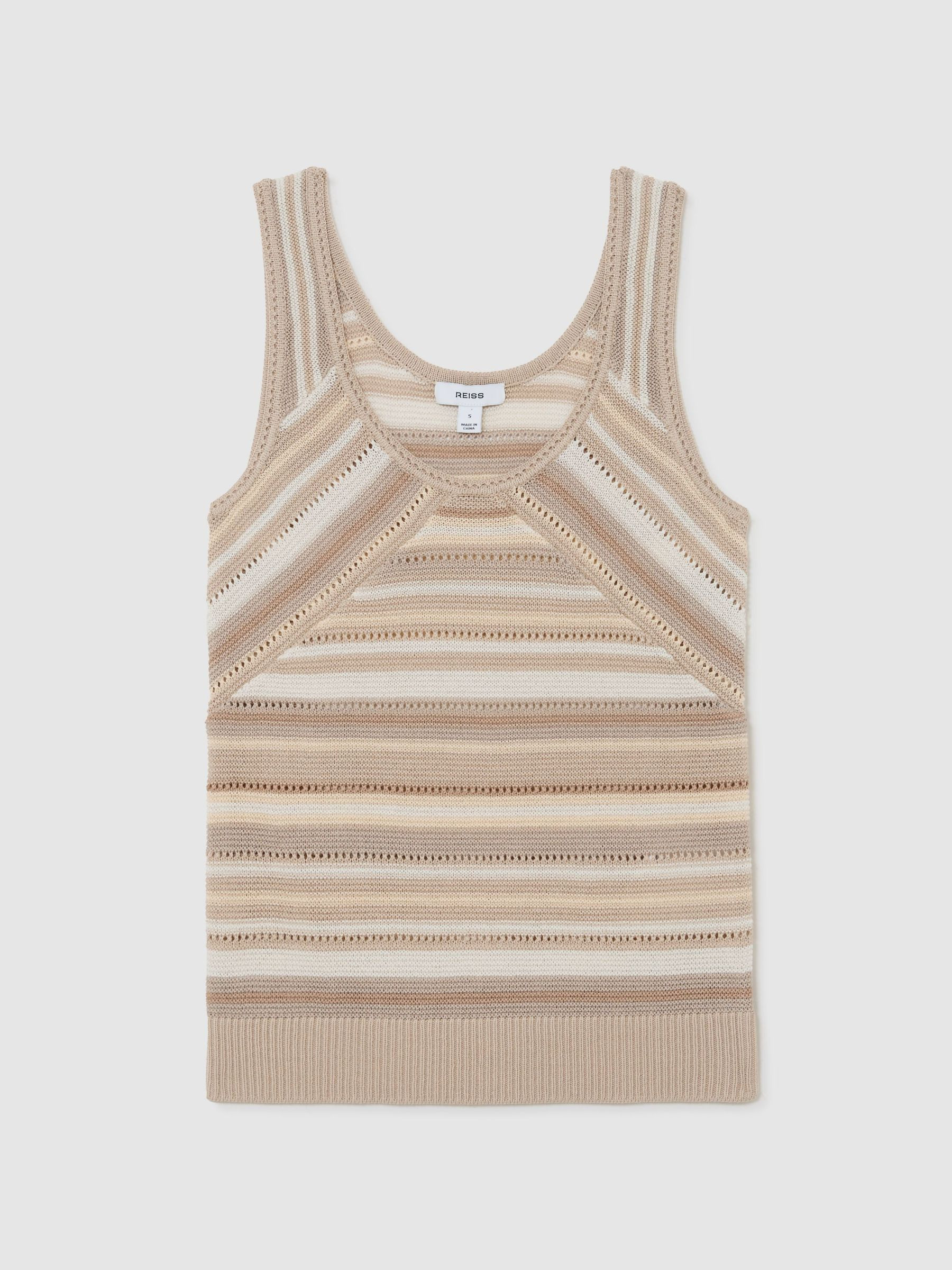 Reiss Striped Knit Scoop-Neck Vest in Dark Neutral - REISS | Reiss UK