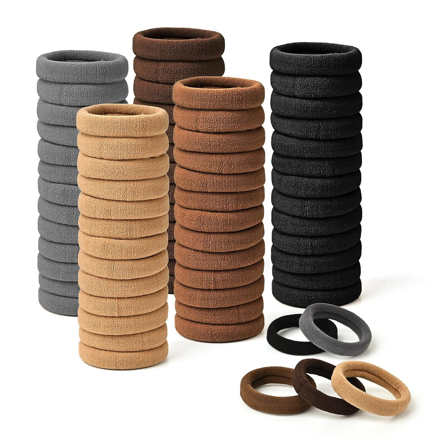 Hair Bands Hair ties for Thick Hair, 50PCS Seamless Cotton Simply Ponytail Holders Headband Scrun... | Amazon (US)