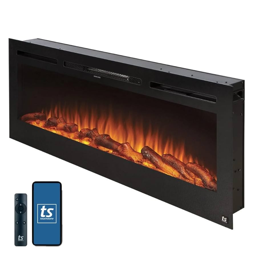 Touchstone Smart Electric Fireplace-The Sideline 50" Wide-in Wall Recessed - 30 Realistic Ember C... | Amazon (US)