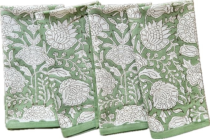 ATOSII Jade 100% Cotton Fall Cloth Designer Dinner Napkins, Handblock Print, Washable Durable Lin... | Amazon (US)