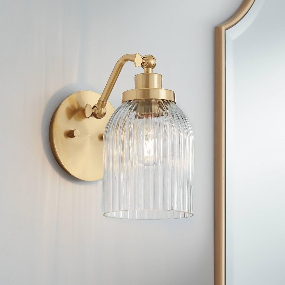 Regency Hill Leyna 9 1/4" High Antique Brass Wall Sconce | Amazon (US)
