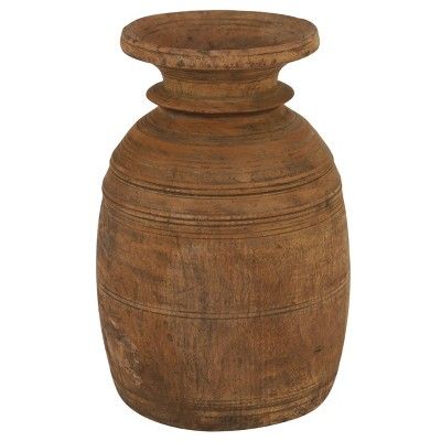 18" Round Antique Style Wooden Storage Jar Brown - Olivia & May | Target