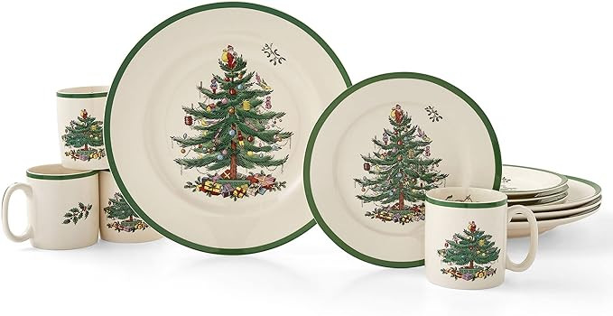 Spode Christmas Tree 12 Piece Dinnerware Set | Service for 4 | Dinner Plate, Salad Plate, and Mug... | Amazon (US)