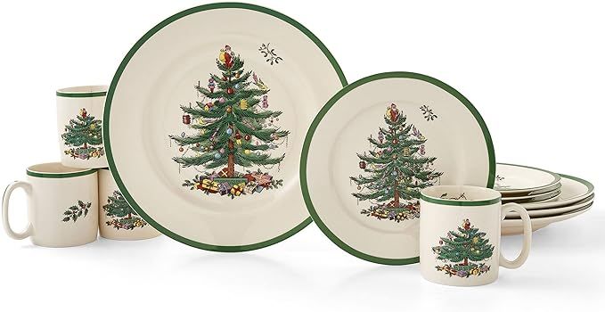 Spode Christmas Tree 12 Piece Dinnerware Set | Service for 4 | Dinner Plate, Salad Plate, and Mug... | Amazon (US)