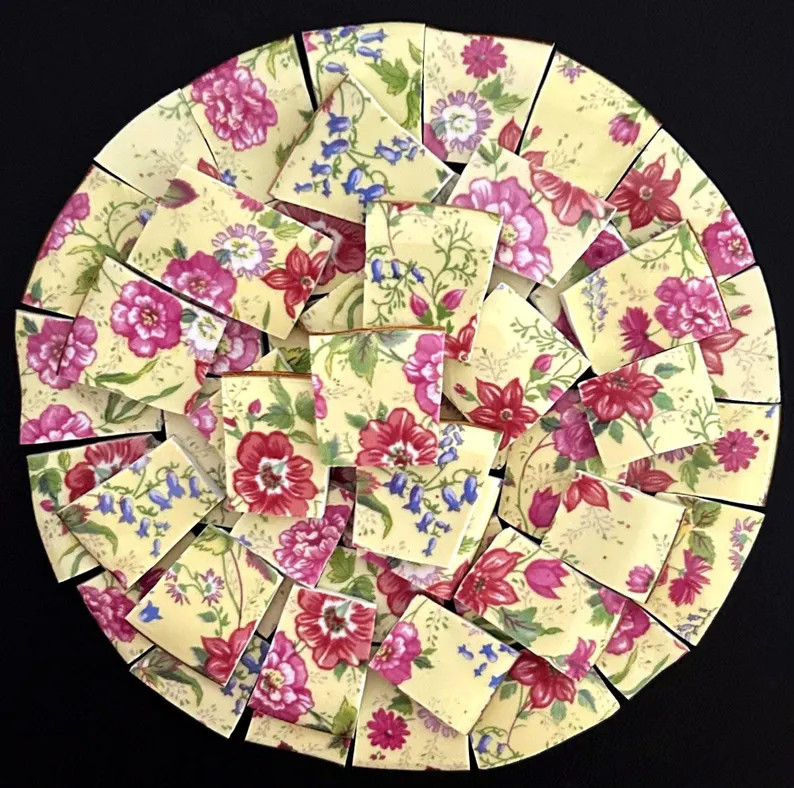 Vintage Charlotte Abbot Yellow Chintz Mosaic Pieces: Hand Cut China Tiles - Etsy | Etsy (Global)