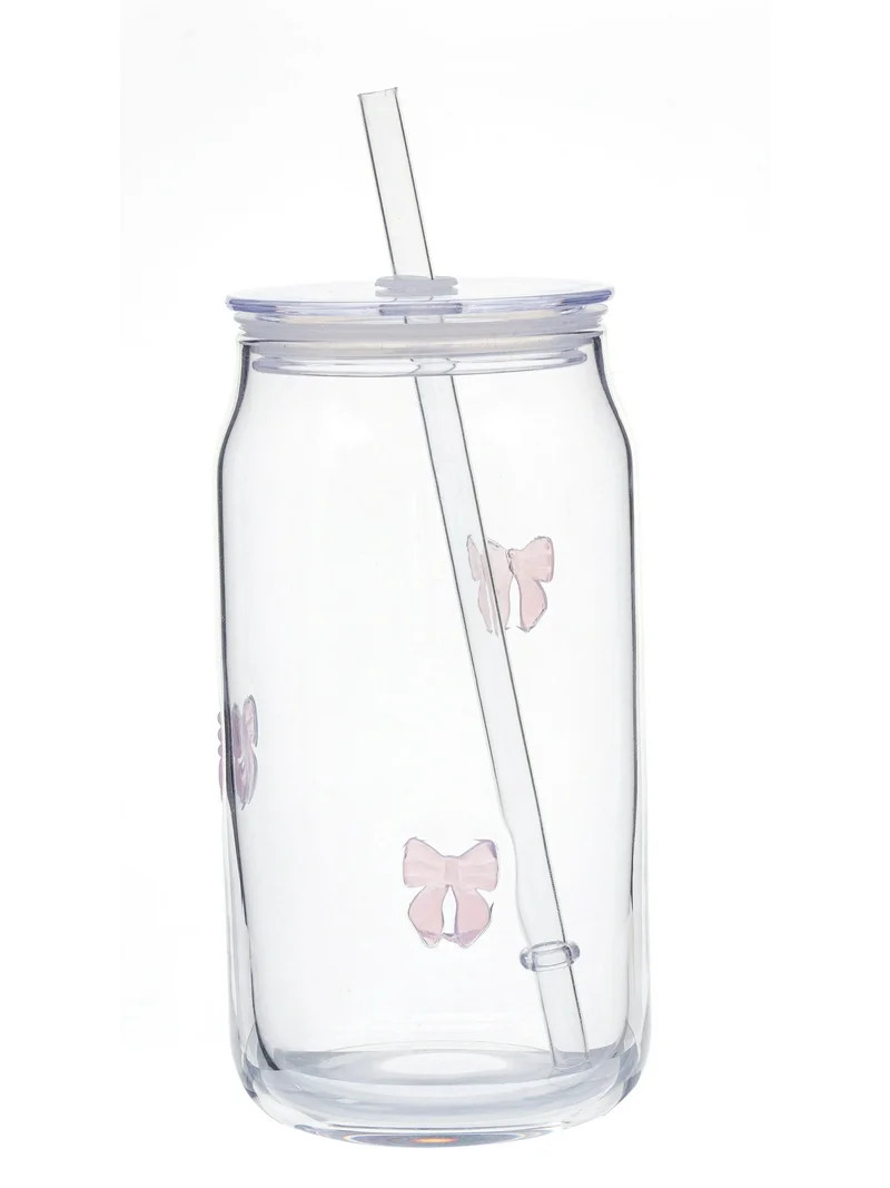 Mainstays Bow Charm Glass Can Sipper | Walmart (US)