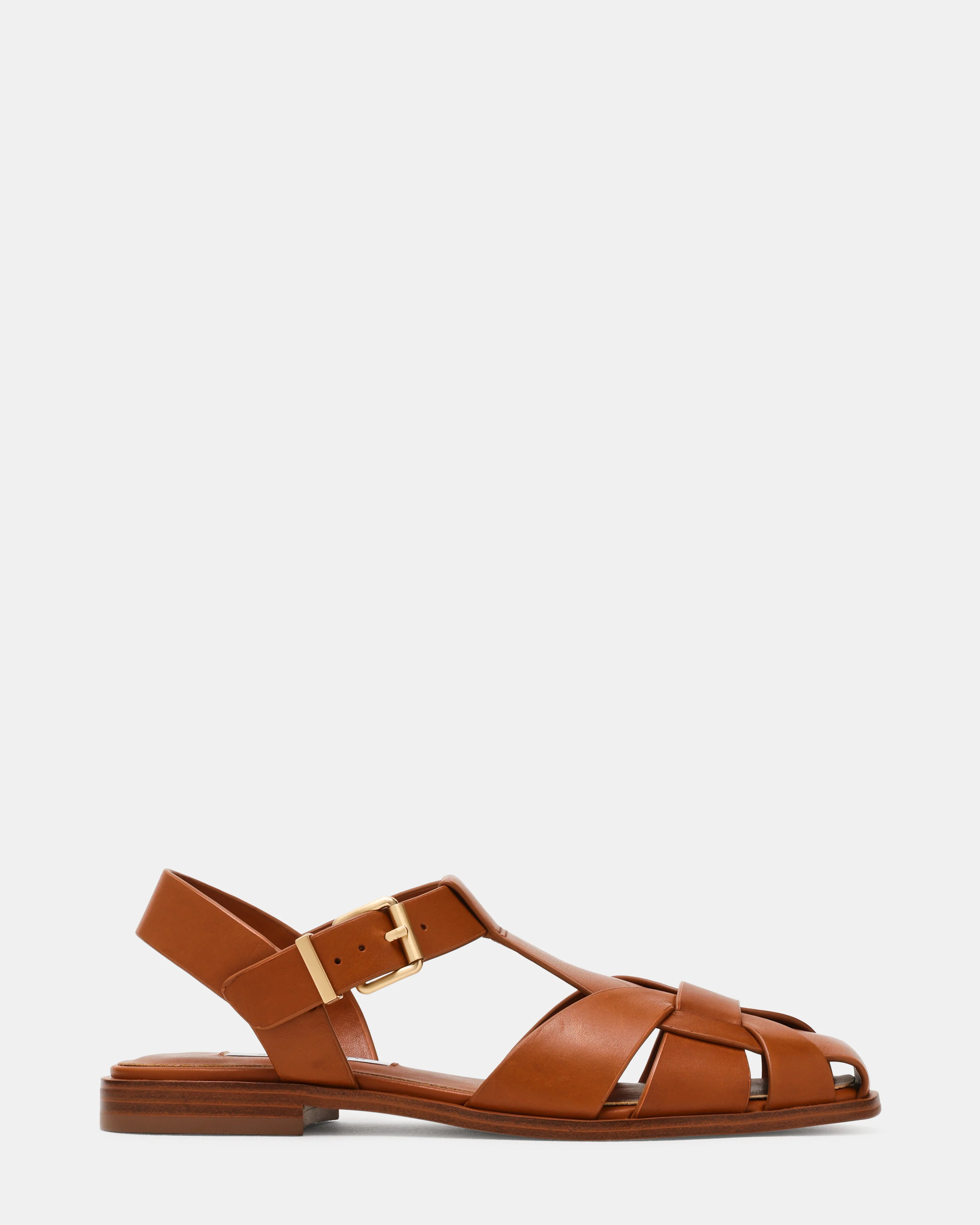 FISK Tan Leather Caged Fisherman Women's Flat | Steve Madden (US)