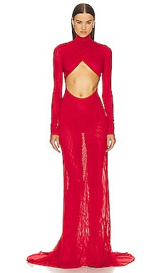 LaQuan Smith Mock Neck Cutout Evening Gown in Red from Revolve.com | Revolve Clothing (Global)