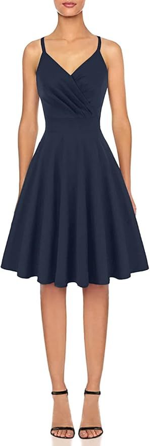 GRACE KARIN Sleeveless Solid Floral A-Line Cocktail Swing Dress | Amazon (US)