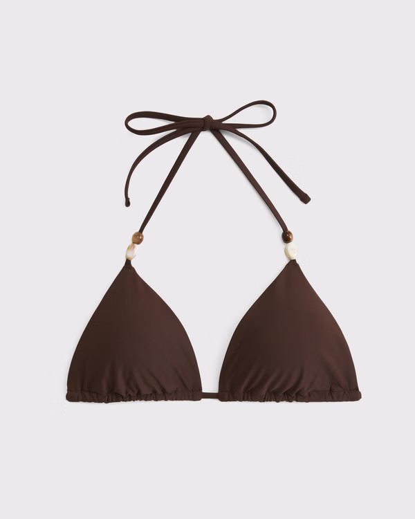 Beaded Halter String Triangle Bikini Top | Abercrombie & Fitch (US)